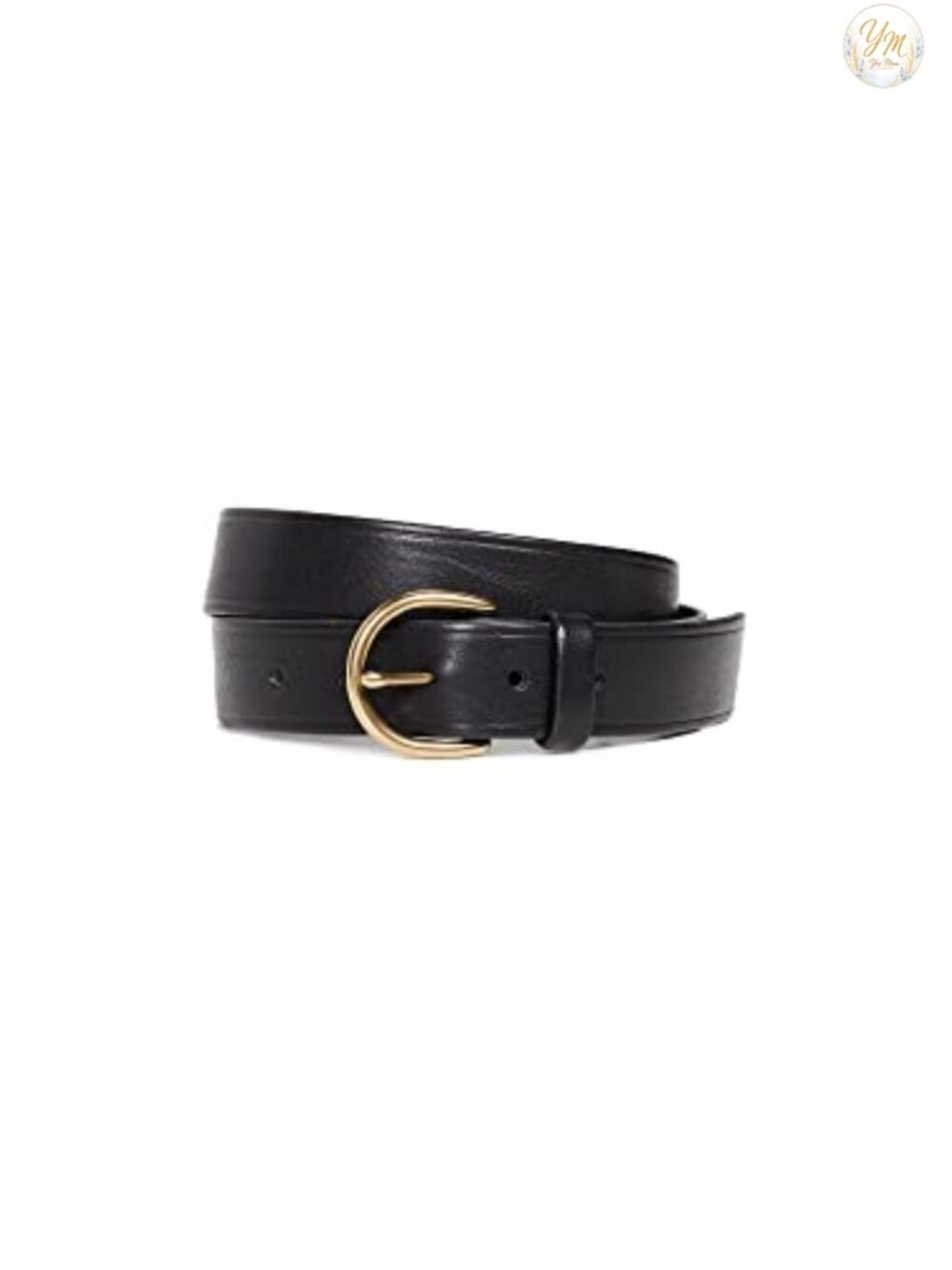 Genuine Leather Belt with Gold-Tone Buckle for Women